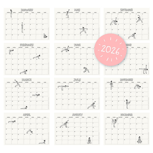 Printable Calendar 2026 – Illustrated Yoga Postures
